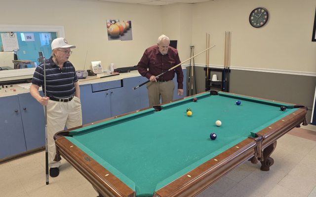 The pool table in the Pool Room